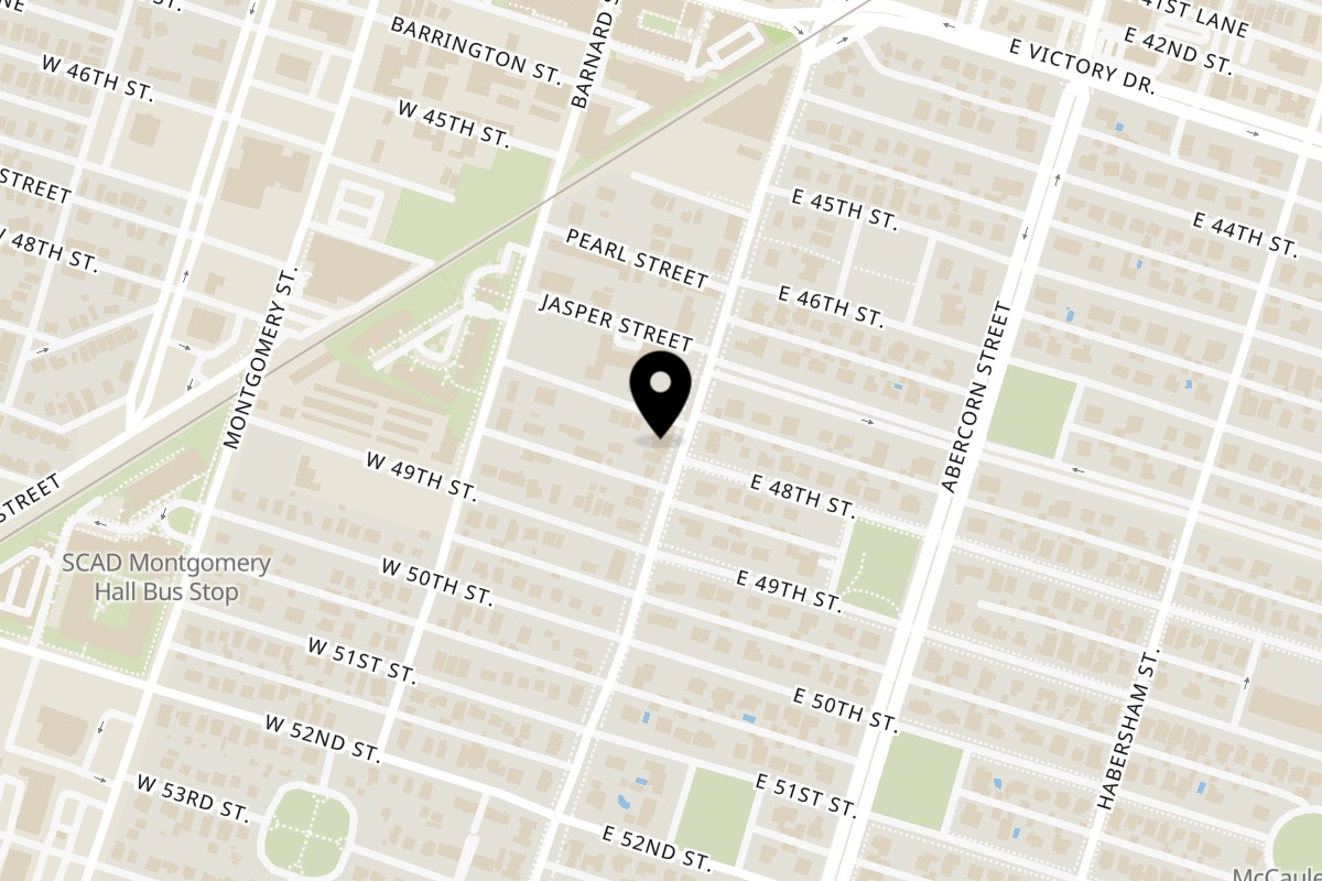 Map showing the location of Café Taureau on 3129 Bull St in Savannah